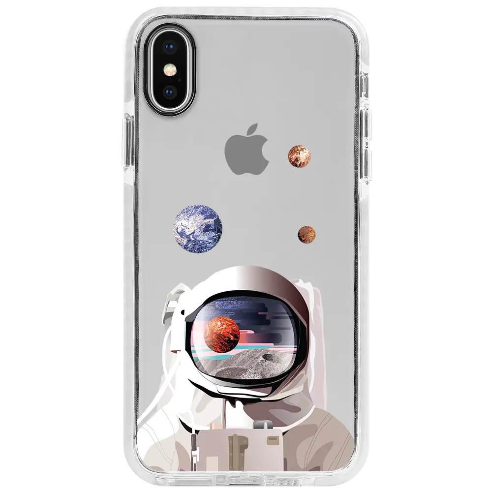 Apple iPhone X Beyaz Impact Premium Telefon Kılıfı - Astronotun Gözünden