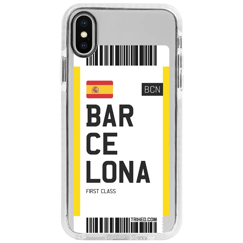 Apple iPhone X Beyaz Impact Premium Telefon Kılıfı - Barcelona Bileti