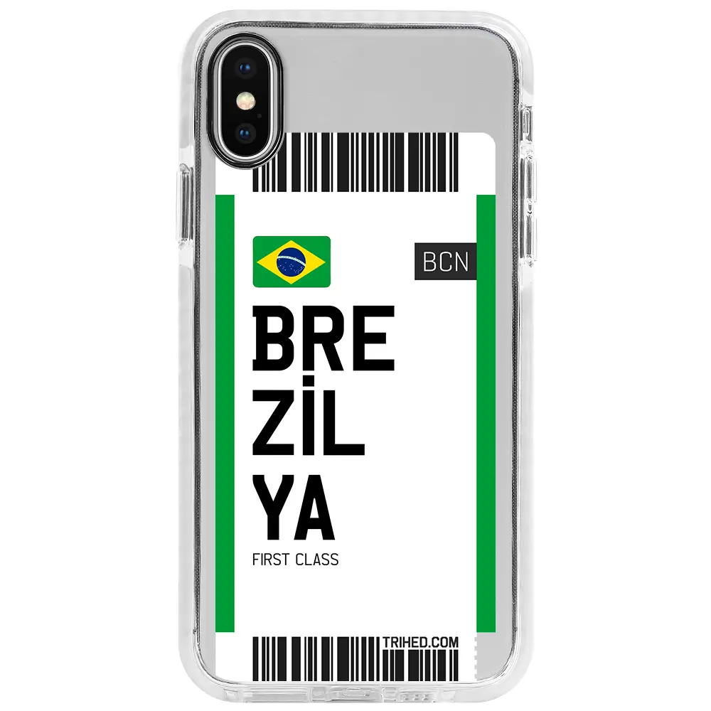 Apple iPhone X Beyaz Impact Premium Telefon Kılıfı - Brezilya Bileti