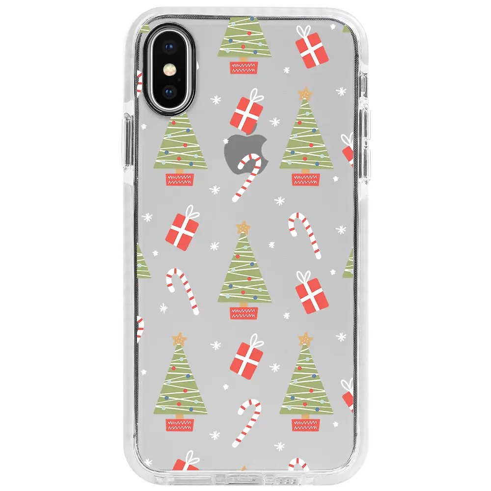 Apple iPhone X Beyaz Impact Premium Telefon Kılıfı - Christmas Candy
