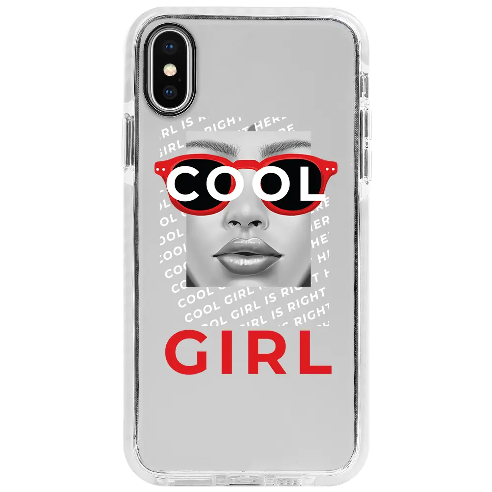 Apple iPhone X Beyaz Impact Premium Telefon Kılıfı - Cool Girl