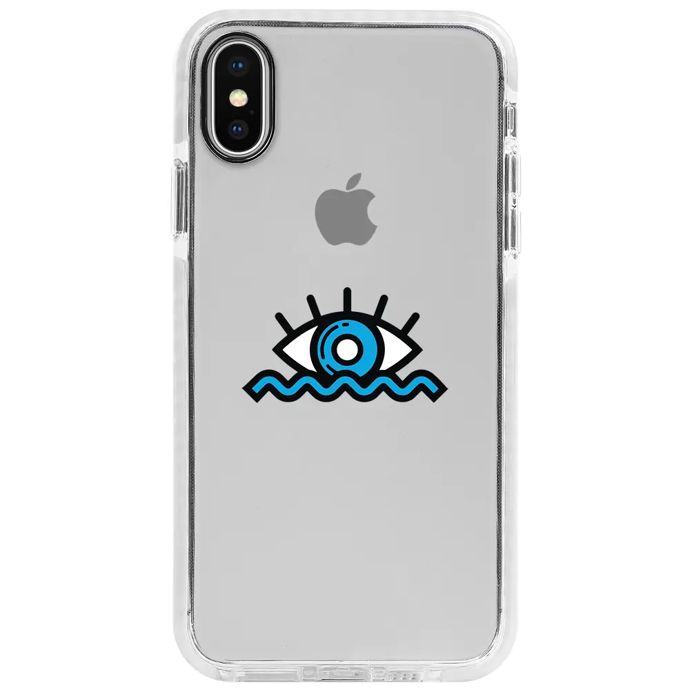 Apple iPhone X Beyaz Impact Premium Telefon Kılıfı - Denizci Gözü