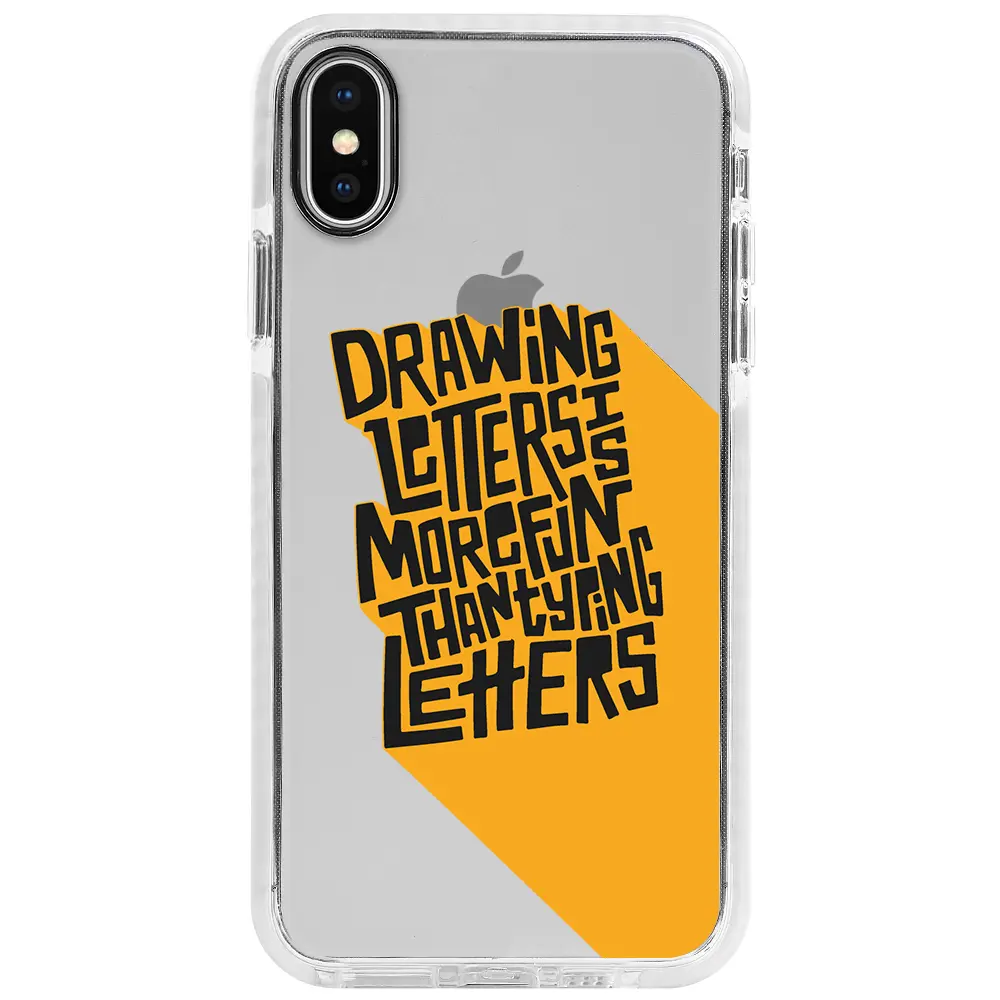 Apple iPhone X Beyaz Impact Premium Telefon Kılıfı - Drawing Letters