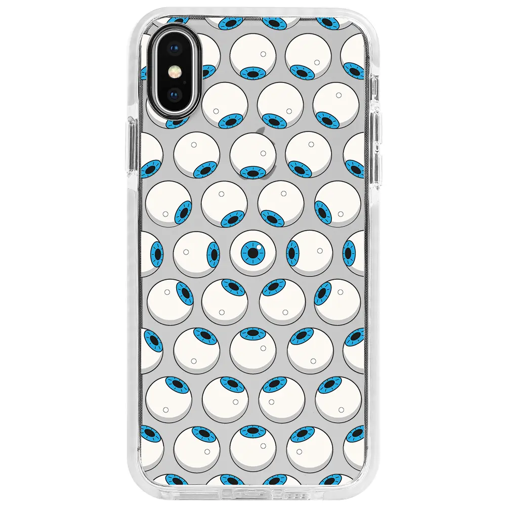 Apple iPhone X Beyaz Impact Premium Telefon Kılıfı - Eyes On You 2