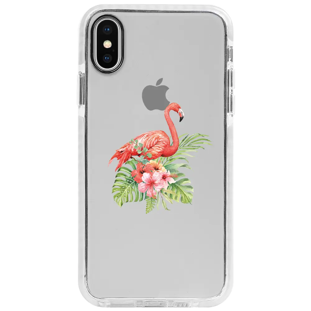 Apple iPhone X Beyaz Impact Premium Telefon Kılıfı - Flamingo