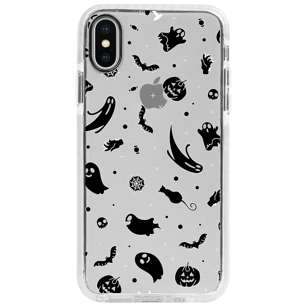 Apple iPhone X Beyaz Impact Premium Telefon Kılıfı - Halloween Black