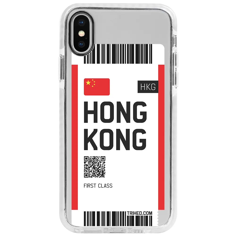 Apple iPhone X Beyaz Impact Premium Telefon Kılıfı - Hong Kong Bileti