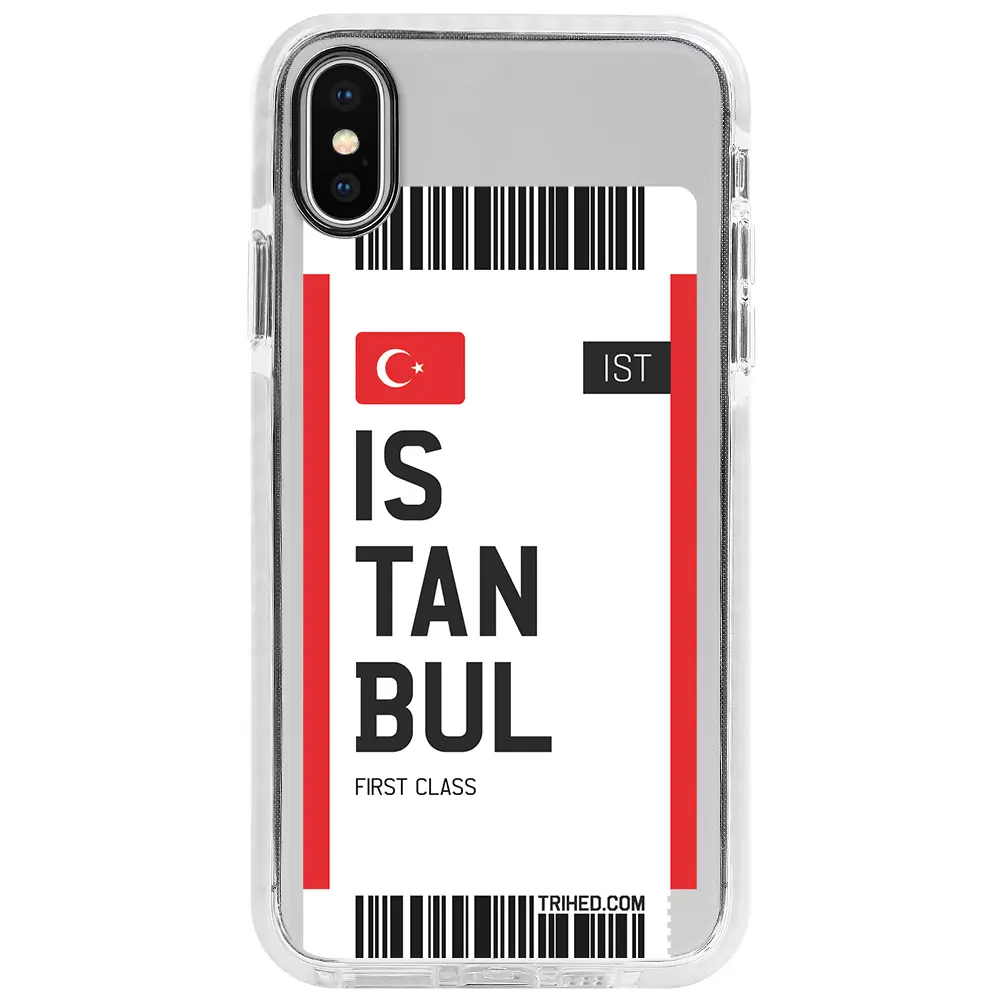 Apple iPhone X Beyaz Impact Premium Telefon Kılıfı - İstanbul Bileti