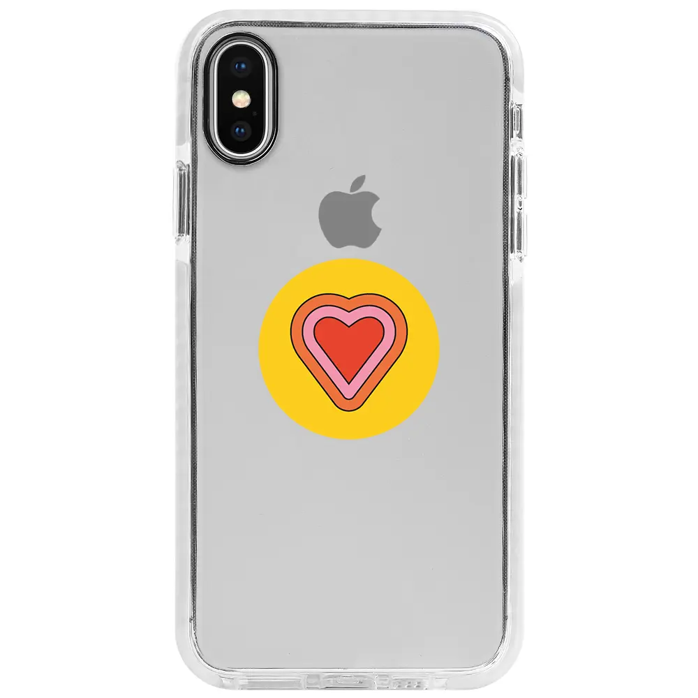 Apple iPhone X Beyaz Impact Premium Telefon Kılıfı - Kalp