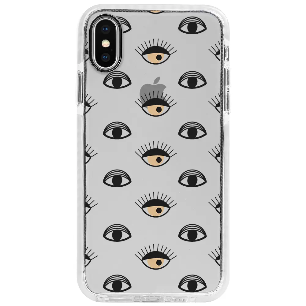 Apple iPhone X Beyaz Impact Premium Telefon Kılıfı - Krema Göz