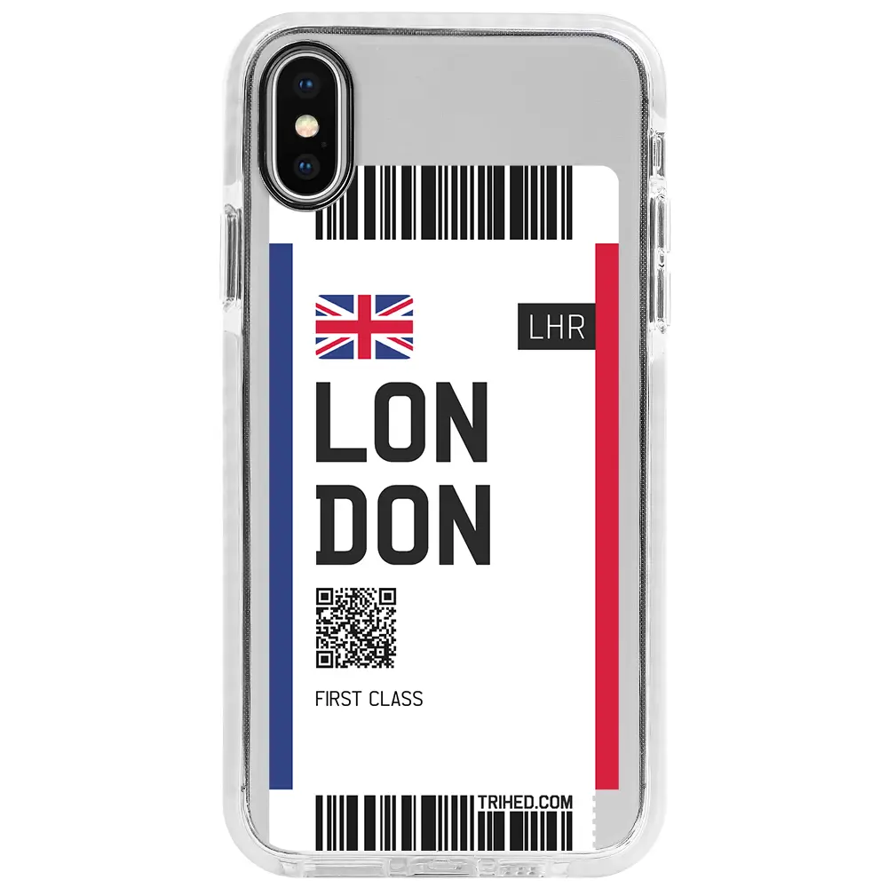 Apple iPhone X Beyaz Impact Premium Telefon Kılıfı - London Bileti