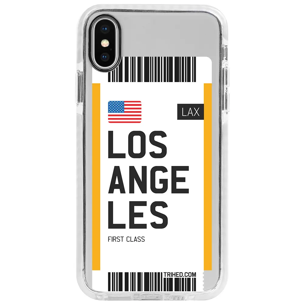 Apple iPhone X Beyaz Impact Premium Telefon Kılıfı - Los Angeles Bileti