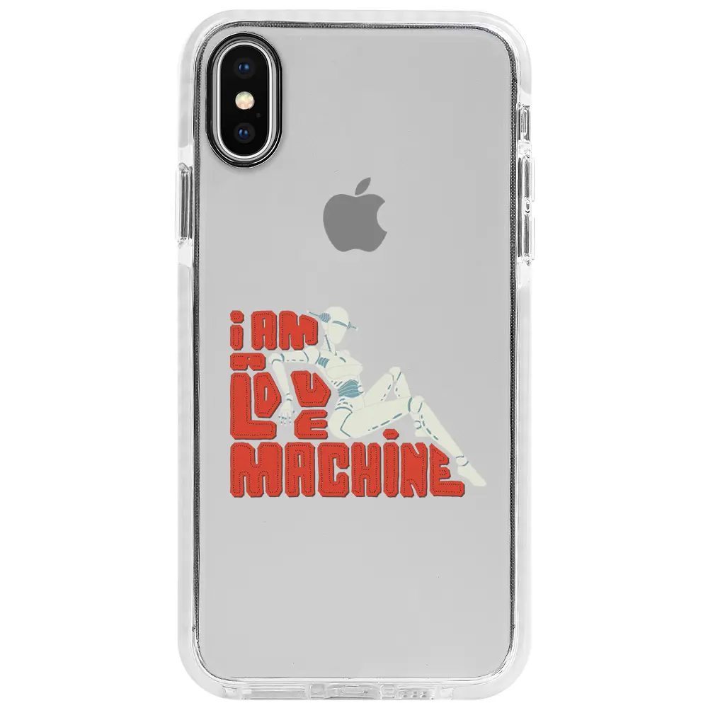 Apple iPhone X Beyaz Impact Premium Telefon Kılıfı - Love Machine