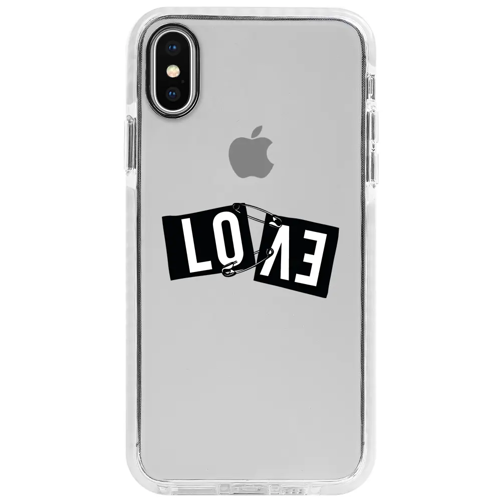 Apple iPhone X Beyaz Impact Premium Telefon Kılıfı - Love
