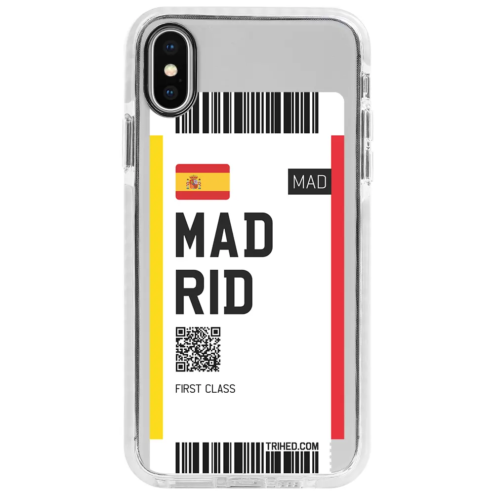 Apple iPhone X Beyaz Impact Premium Telefon Kılıfı - Madrid Bileti