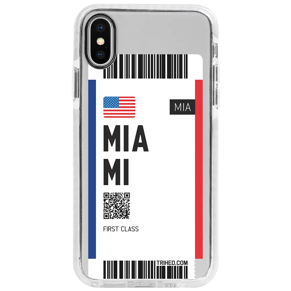 Apple iPhone X Beyaz Impact Premium Telefon Kılıfı - Miami Bileti