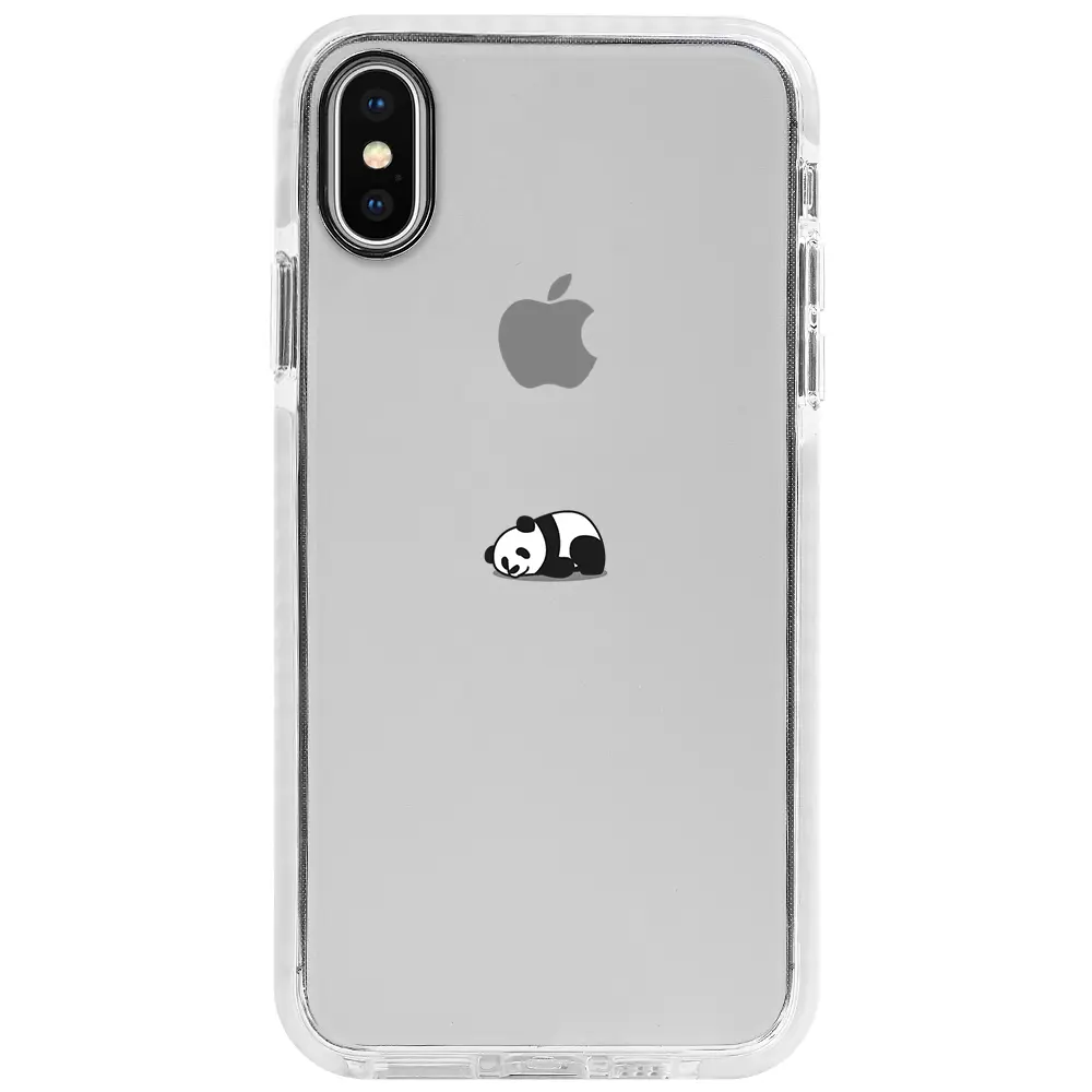 Apple iPhone X Beyaz Impact Premium Telefon Kılıfı - Miskin Panda