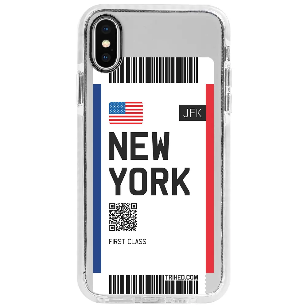 Apple iPhone X Beyaz Impact Premium Telefon Kılıfı - New York Bileti