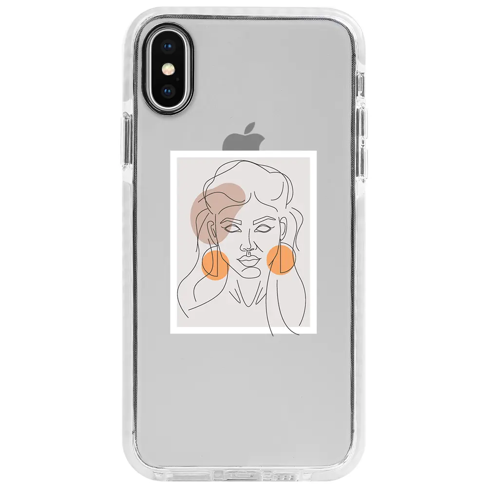 Apple iPhone X Beyaz Impact Premium Telefon Kılıfı - Orange Earrings