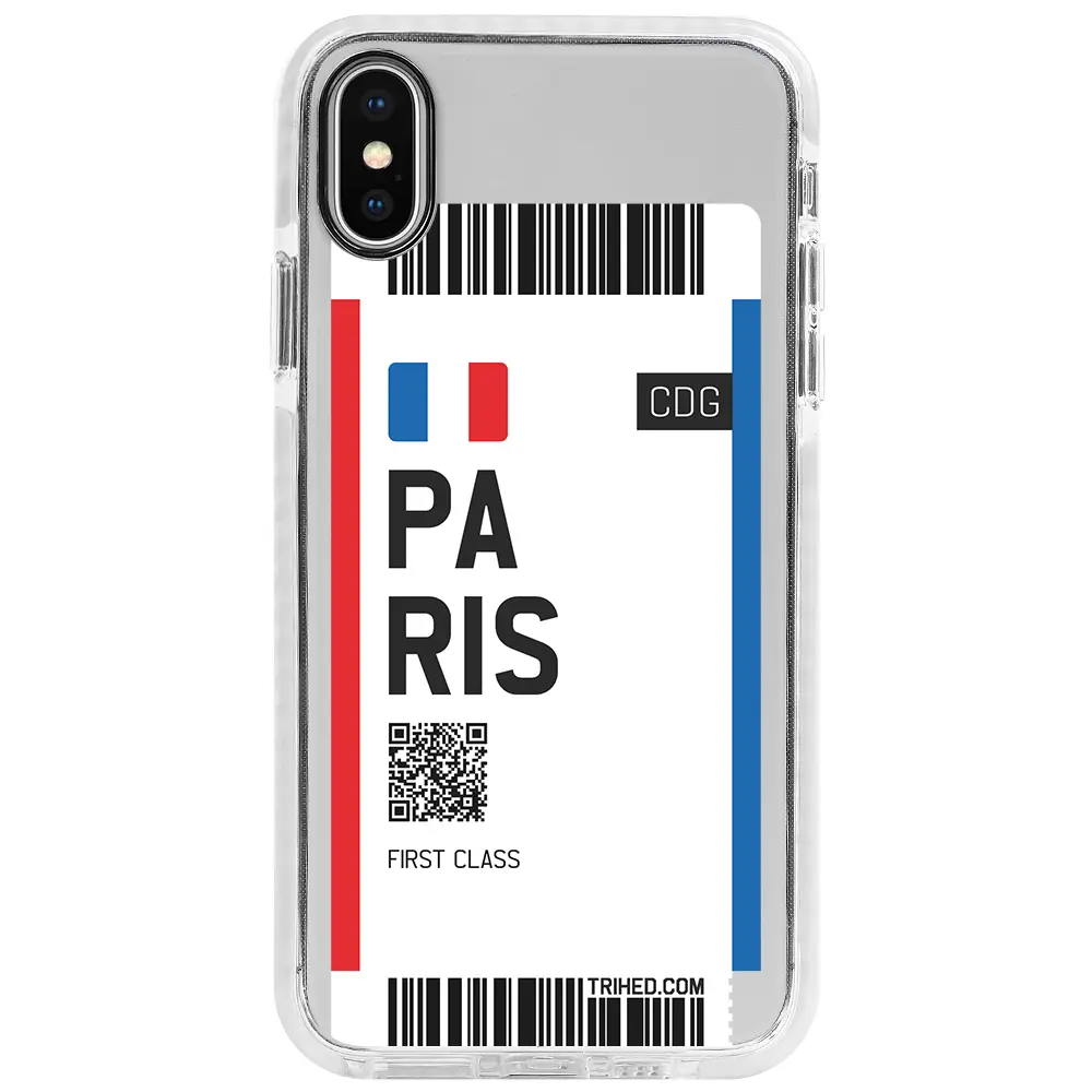 Apple iPhone X Beyaz Impact Premium Telefon Kılıfı - Paris Bileti