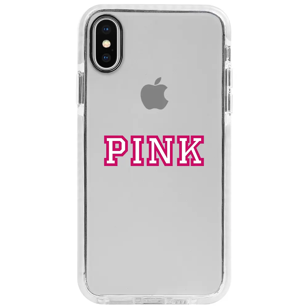 Apple iPhone X Beyaz Impact Premium Telefon Kılıfı - Pink