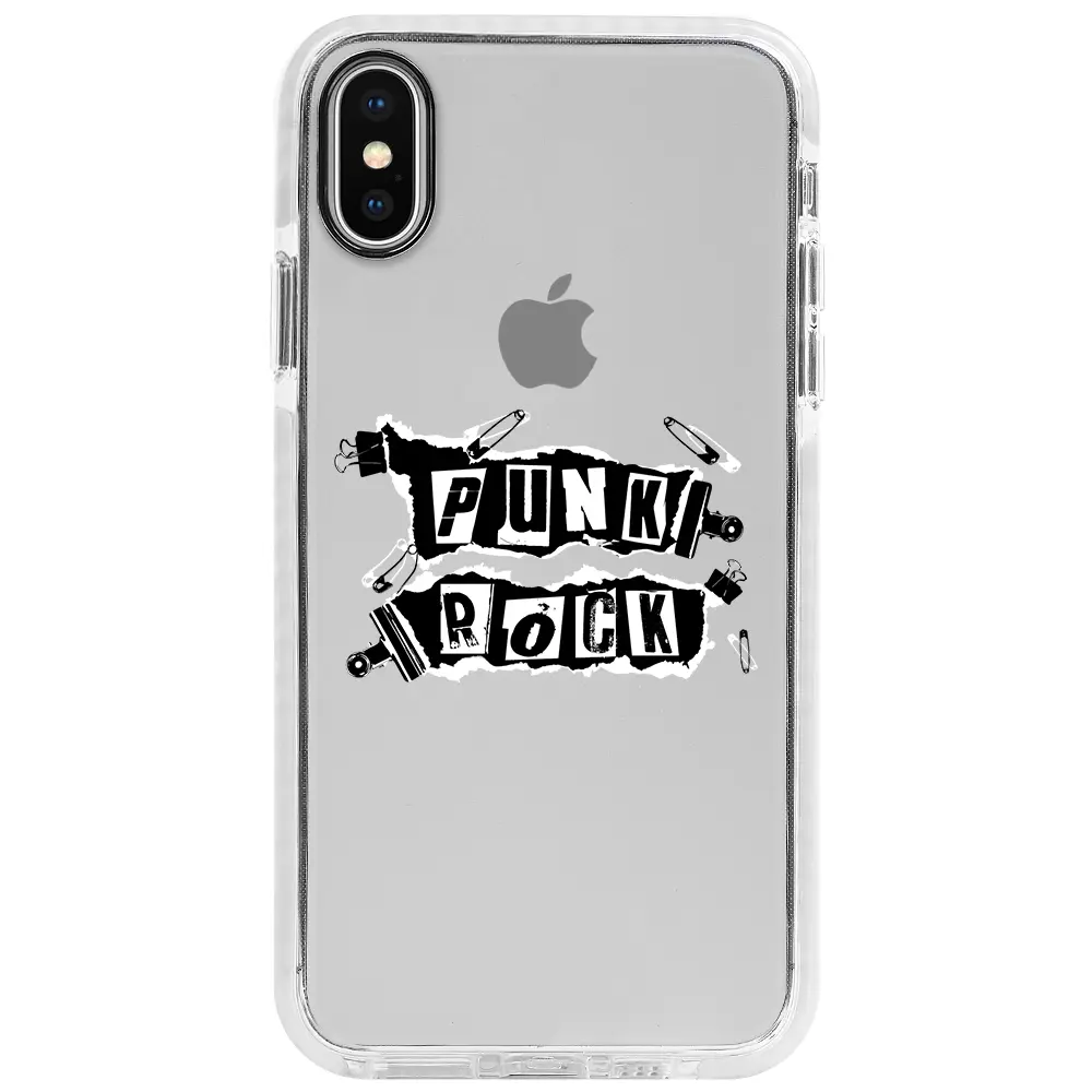 Apple iPhone X Beyaz Impact Premium Telefon Kılıfı - Punk Rock