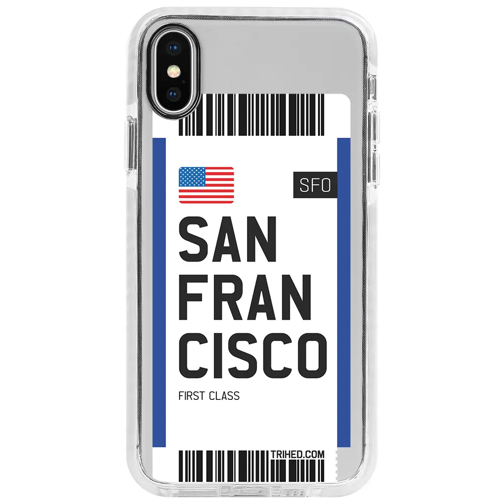 Apple iPhone X Beyaz Impact Premium Telefon Kılıfı - San Francisco Bileti