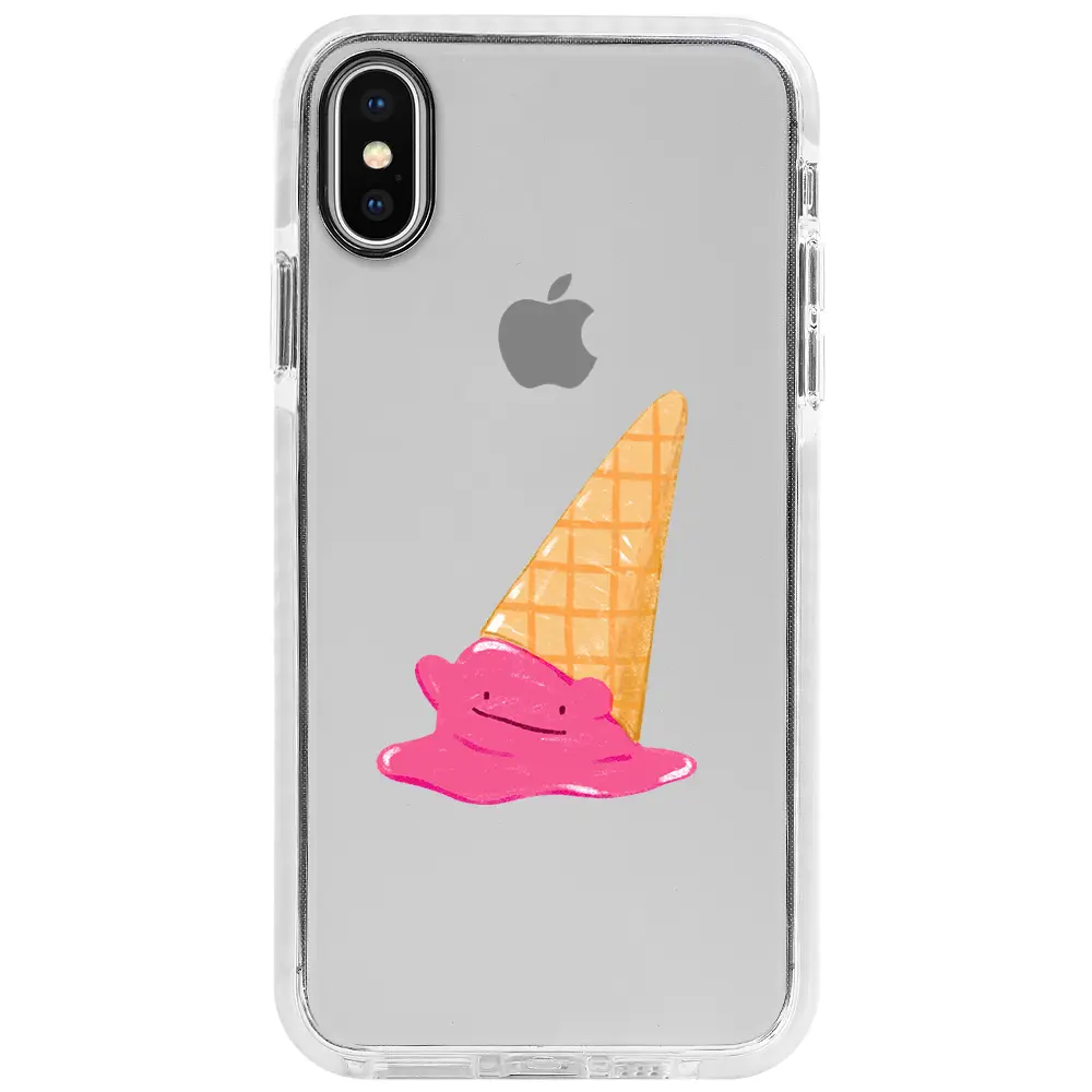 Apple iPhone X Beyaz Impact Premium Telefon Kılıfı - Sevimli Dondurma