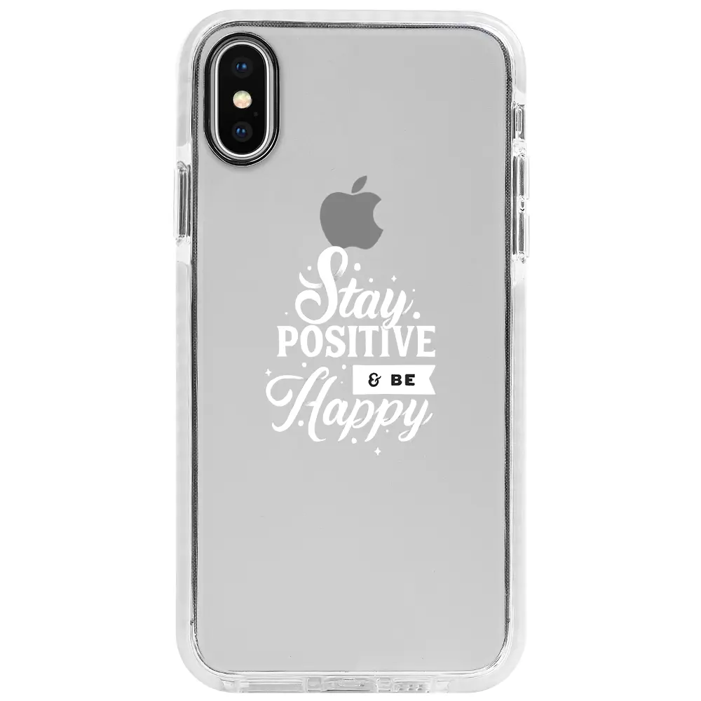 Apple iPhone X Beyaz Impact Premium Telefon Kılıfı - Stay Positive