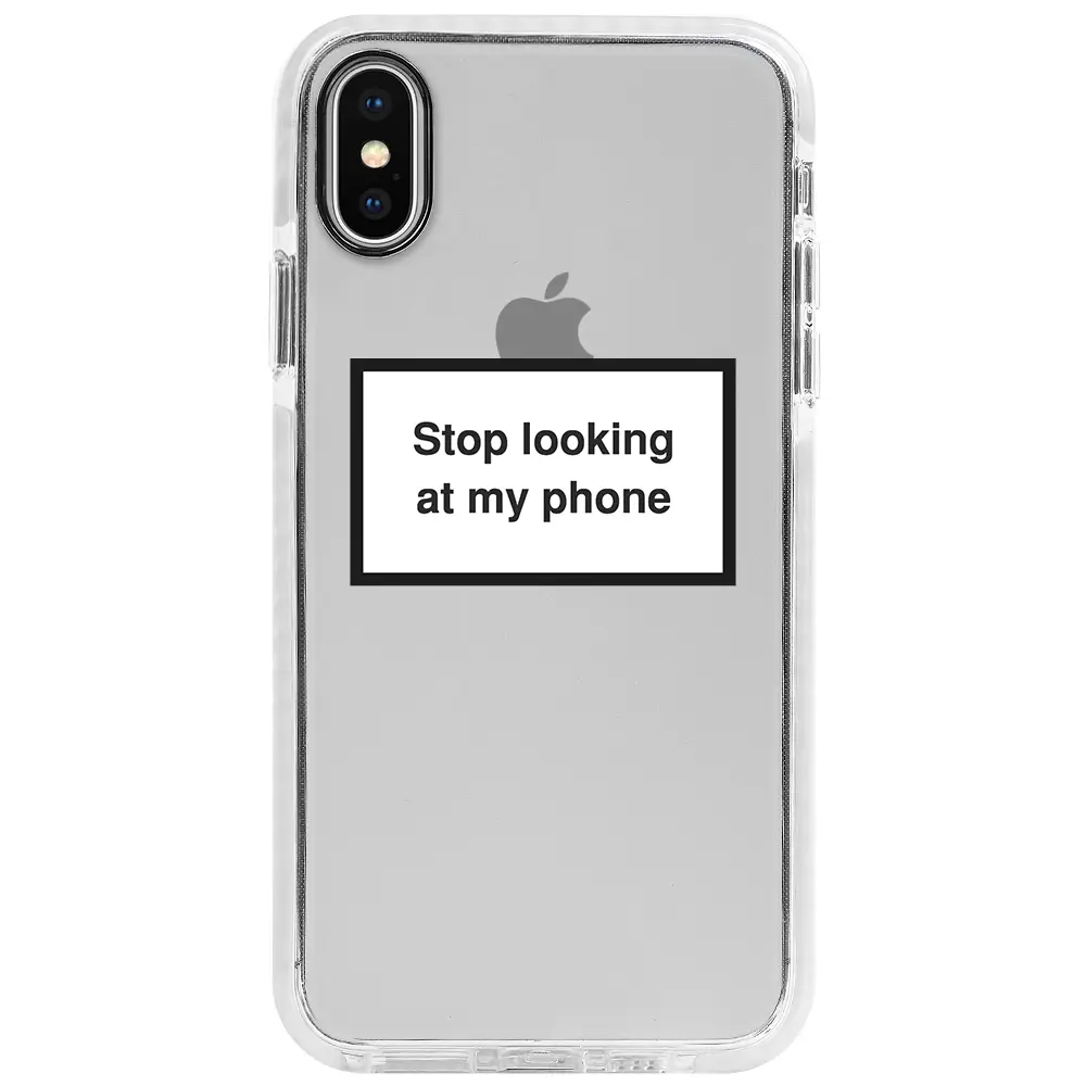 Apple iPhone X Beyaz Impact Premium Telefon Kılıfı - Stop Looking 2