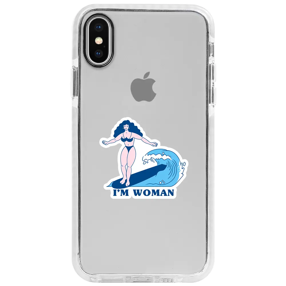 Apple iPhone X Beyaz Impact Premium Telefon Kılıfı - Surf Queen