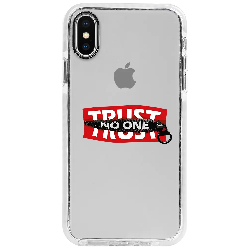 Apple iPhone X Beyaz Impact Premium Telefon Kılıfı - Trust No One