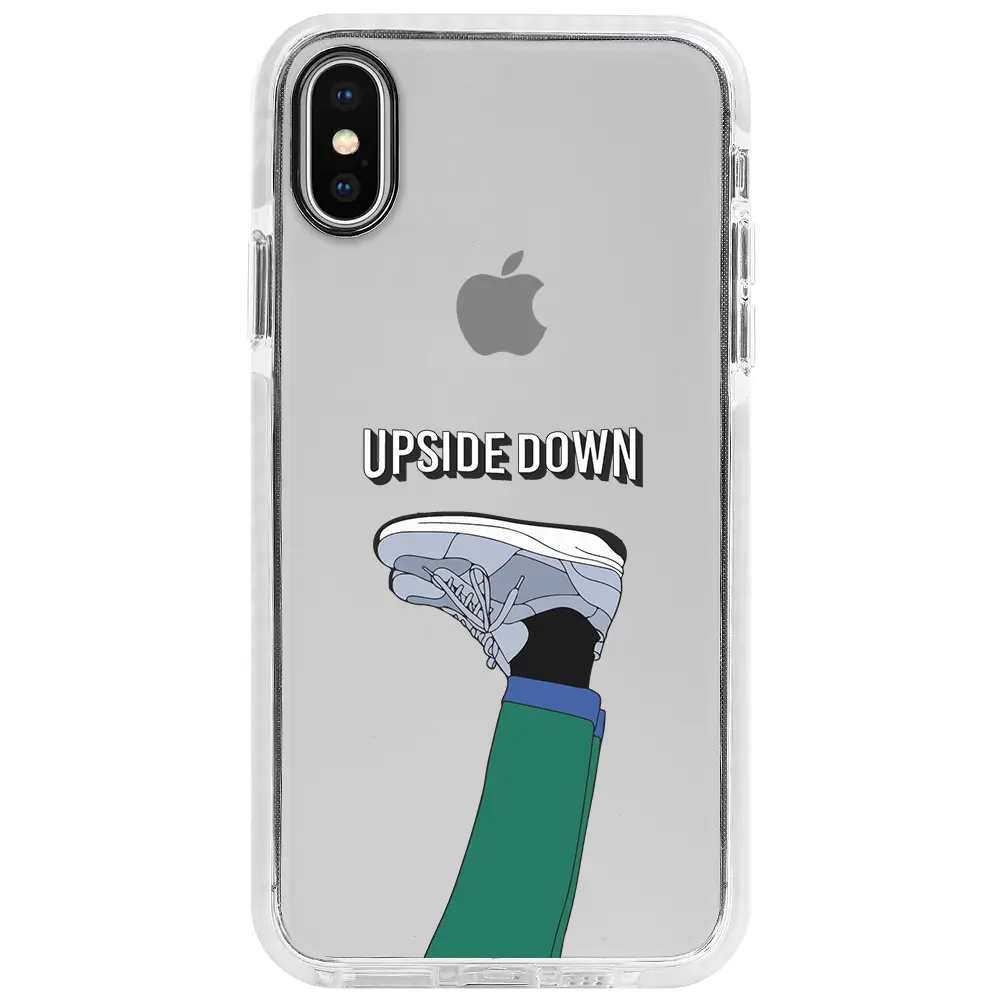Apple iPhone X Beyaz Impact Premium Telefon Kılıfı - Upside Down