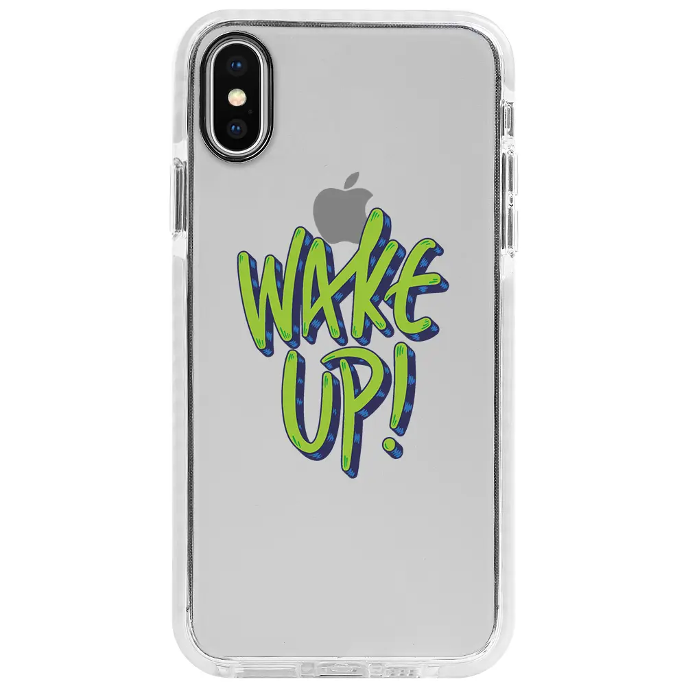 Apple iPhone X Beyaz Impact Premium Telefon Kılıfı - Wake Up