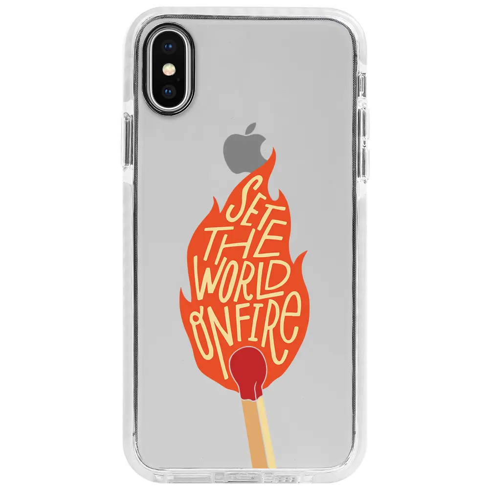 Apple iPhone X Beyaz Impact Premium Telefon Kılıfı - World on Fire