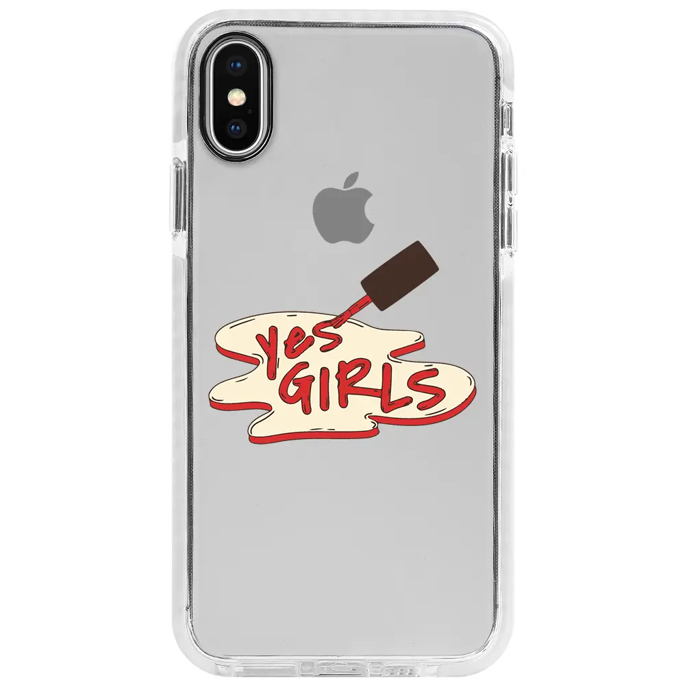 Apple iPhone X Beyaz Impact Premium Telefon Kılıfı - Yes Girls