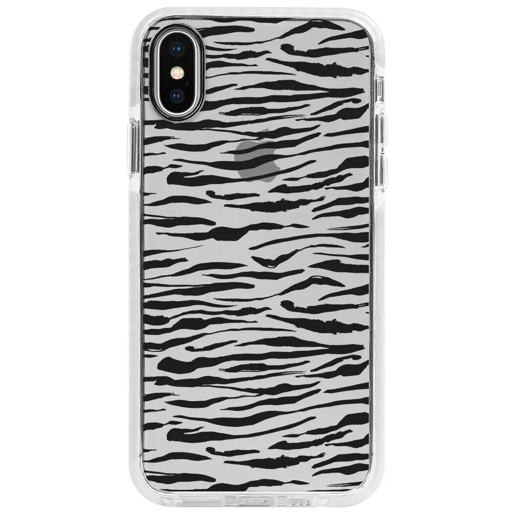 Apple iPhone X Beyaz Impact Premium Telefon Kılıfı - Zebra