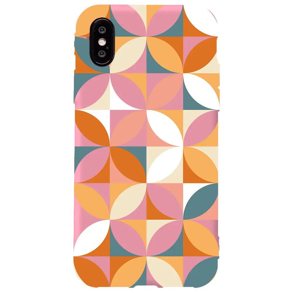 Apple iPhone X Pembe Renkli Silikon Telefon Kılıfı - Abstract Desen 6
