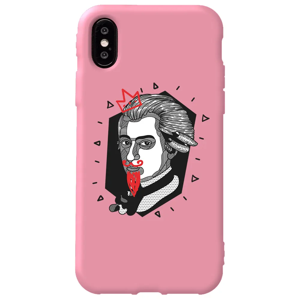 Apple iPhone X Pembe Renkli Silikon Telefon Kılıfı - Amadeus Mozart