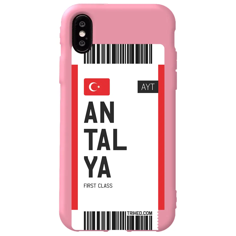 Apple iPhone X Pembe Renkli Silikon Telefon Kılıfı - Antalya Bileti