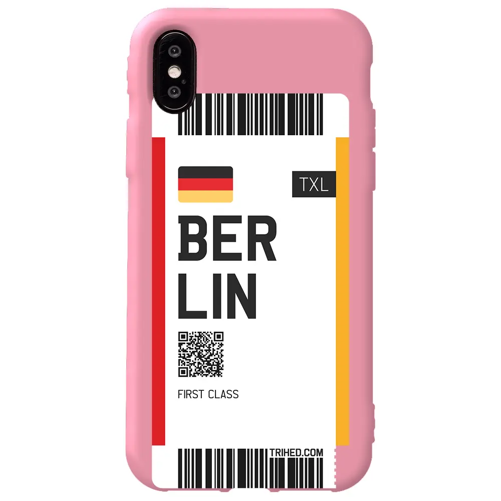 Apple iPhone X Pembe Renkli Silikon Telefon Kılıfı - Berlin Bileti