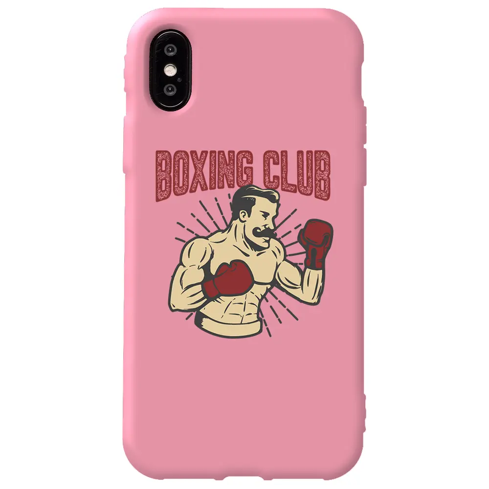Apple iPhone X Pembe Renkli Silikon Telefon Kılıfı - Boxing Club