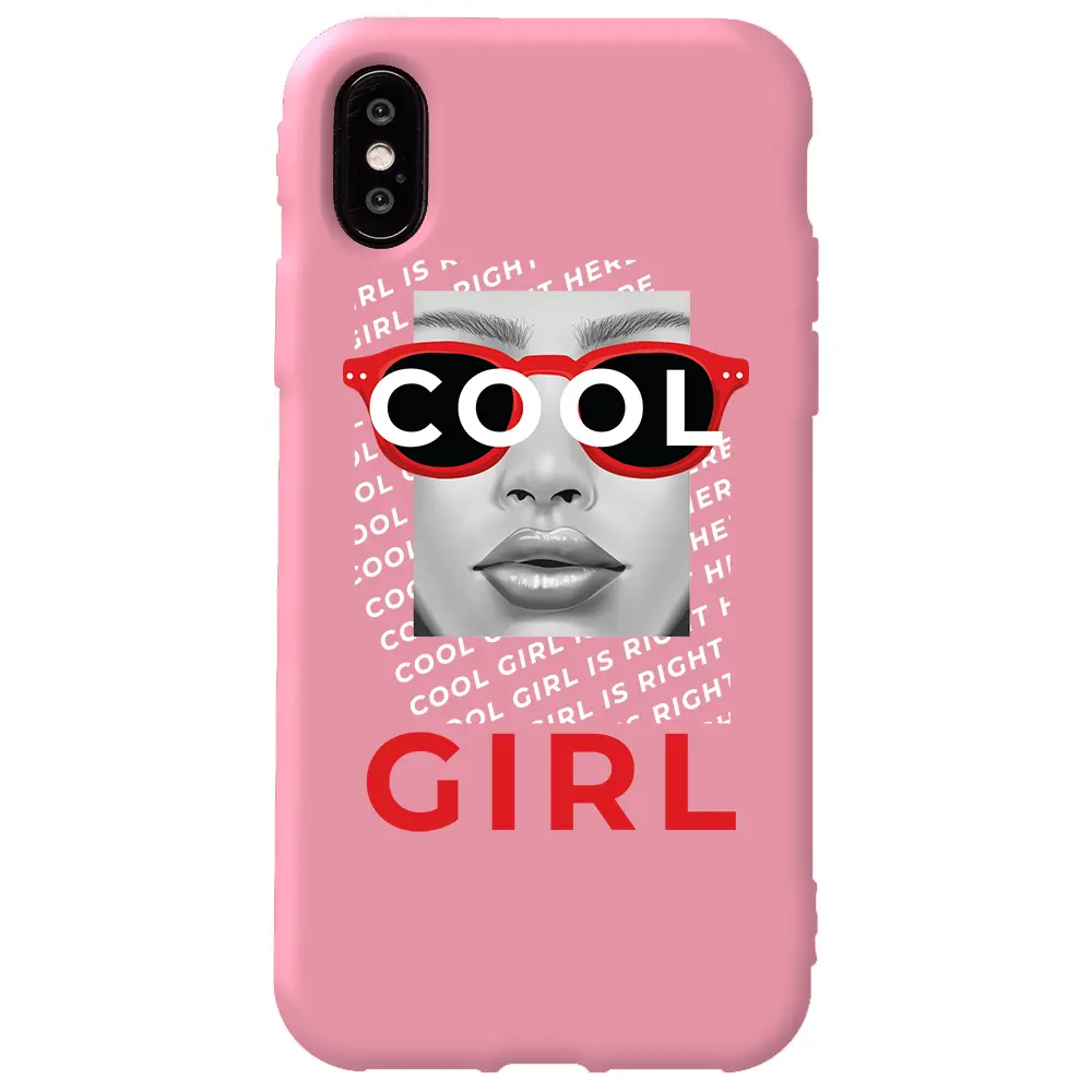 Apple iPhone X Pembe Renkli Silikon Telefon Kılıfı - Cool Girl