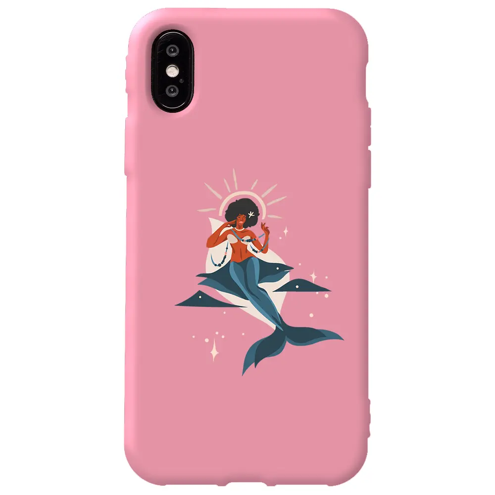 Apple iPhone X Pembe Renkli Silikon Telefon Kılıfı - Deniz Kızı