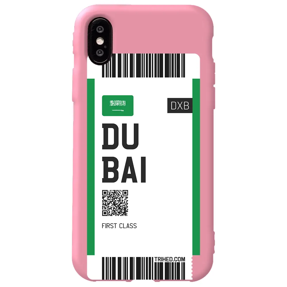 Apple iPhone X Pembe Renkli Silikon Telefon Kılıfı - Dubai Bileti