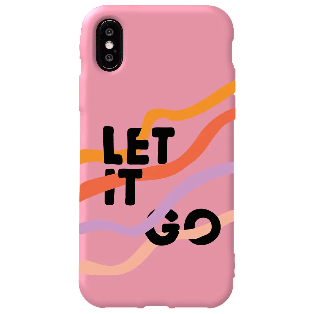 Apple iPhone X Pembe Renkli Silikon Telefon Kılıfı - Let it Go
