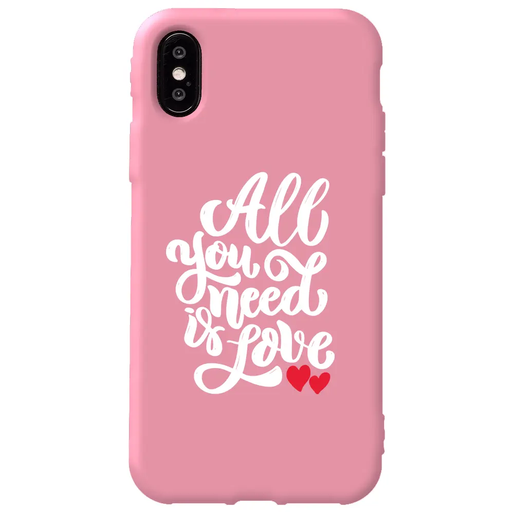 Apple iPhone X Pembe Renkli Silikon Telefon Kılıfı - Need Love