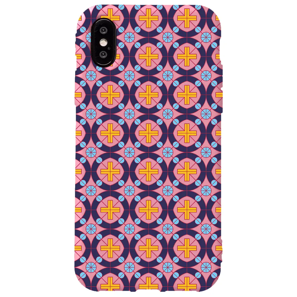 Apple iPhone X Pembe Renkli Silikon Telefon Kılıfı - Ottomans Tiles