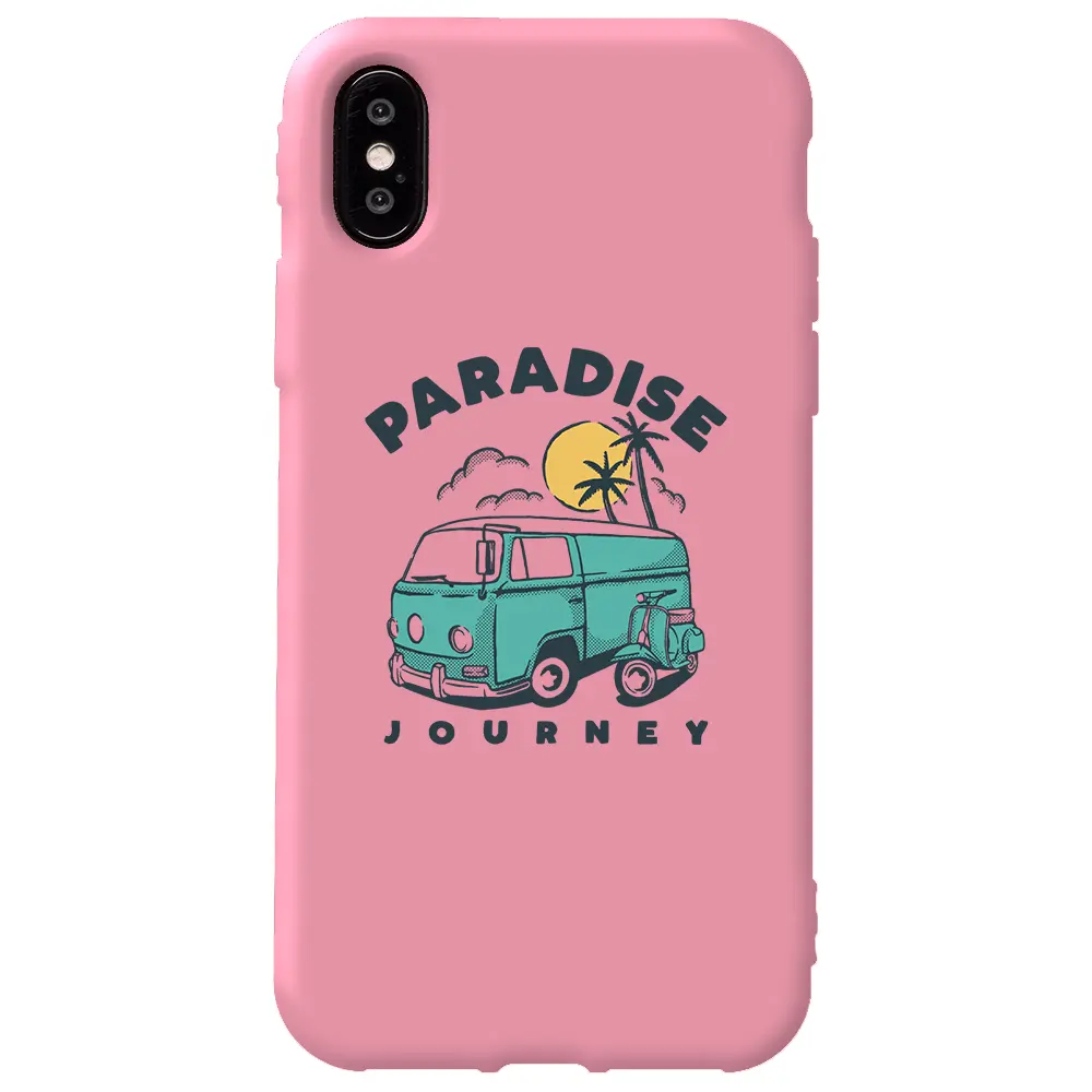 Apple iPhone X Pembe Renkli Silikon Telefon Kılıfı - Paradise