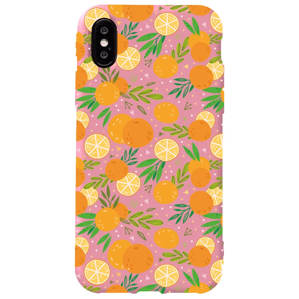 Apple iPhone X Pembe Renkli Silikon Telefon Kılıfı - Portakal Bahçesi 2